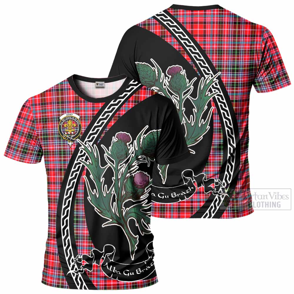 Udny Family Crest Tartan T-Shirt Alba Thistle Inspired - Tartan Vibes Clothing