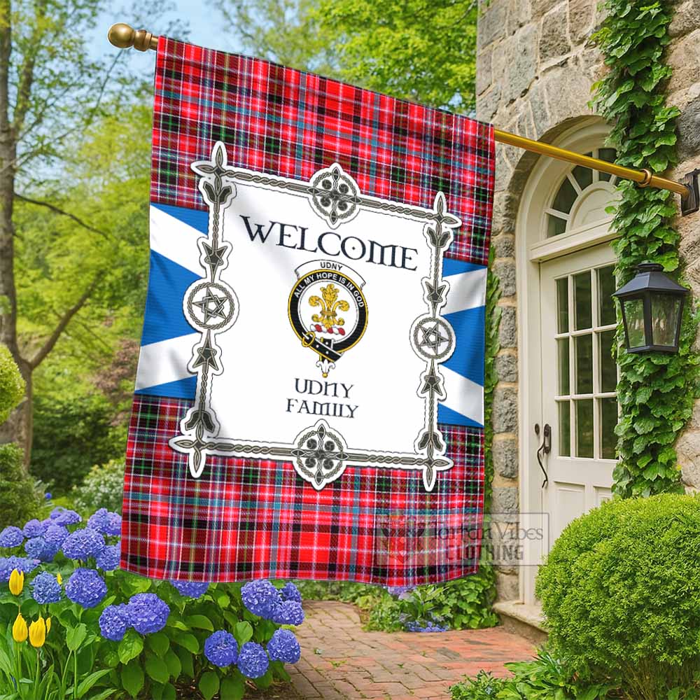 Udny Family Crest Tartan Welcome Garden Flag Saltire Harmony Style - Tartan Vibes Clothing