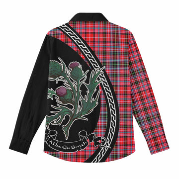 Udny Family Crest Tartan Women Casual Shirt Alba Thistle Inspired - Tartan Vibes Clothing