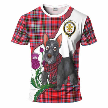 Udny Scottish Terrier Tartan Crest T-Shirt Thistle Heritage Art