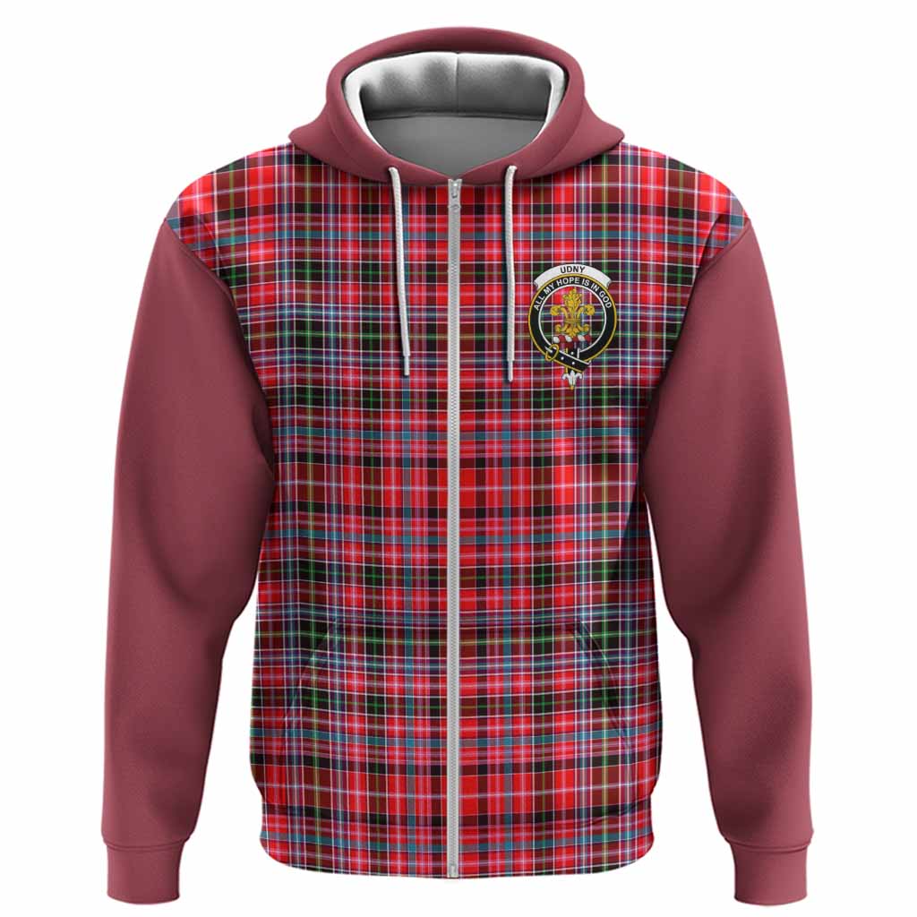 Udny Tartan Accent Hoodie with Family Crest