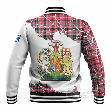 Udny Tartan Baseball Jacket with Family Crest and Lion Rampant Grunge Style
