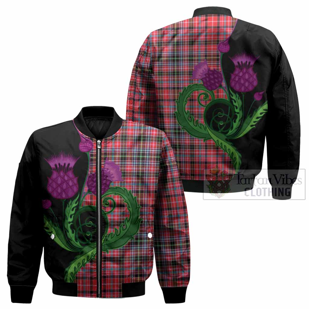 Udny Tartan Bomber Jacket Traditional Scottish Thistle