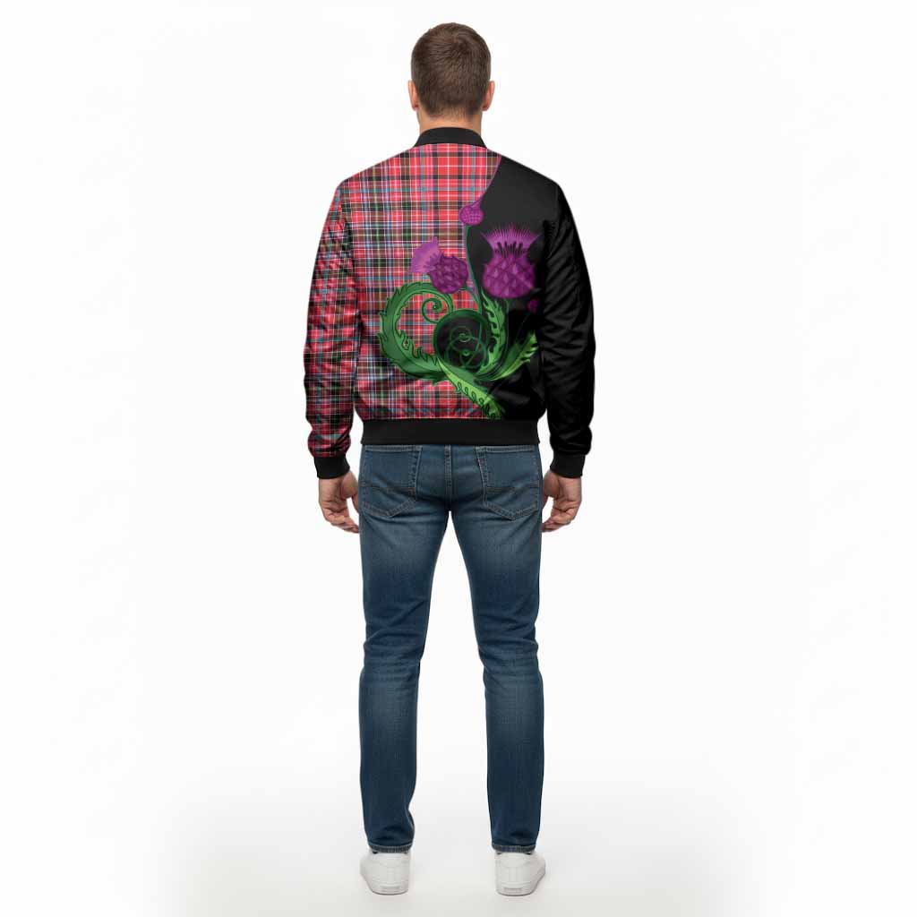 Udny Tartan Bomber Jacket Traditional Scottish Thistle