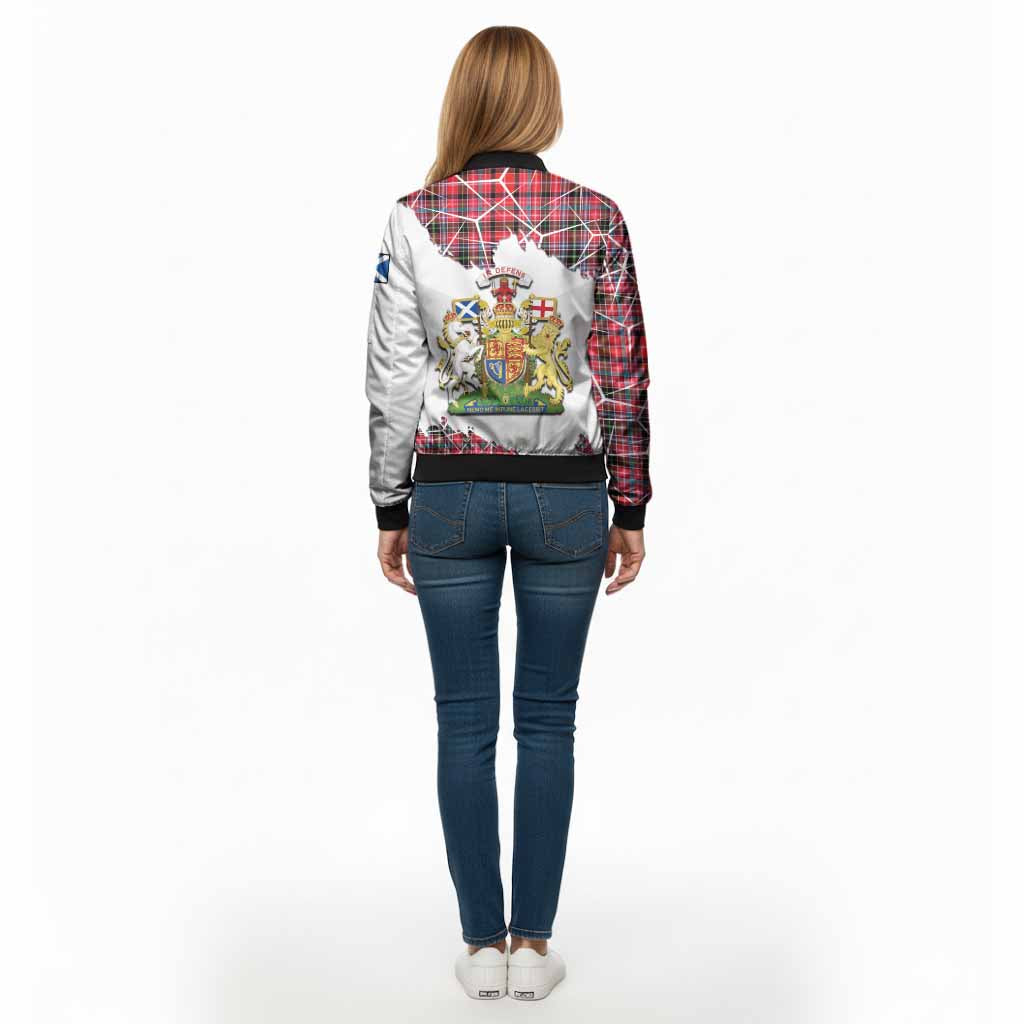 Udny Tartan Bomber Jacket with Family Crest and Lion Rampant Grunge Style