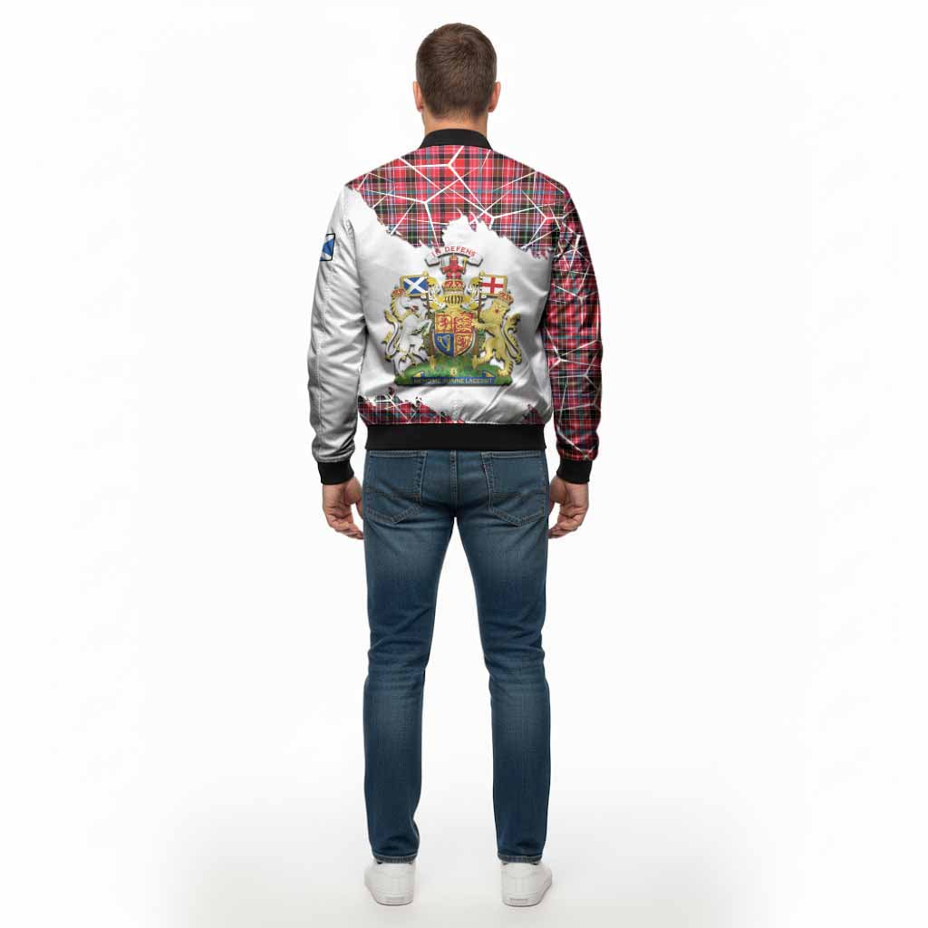 Udny Tartan Bomber Jacket with Family Crest and Lion Rampant Grunge Style