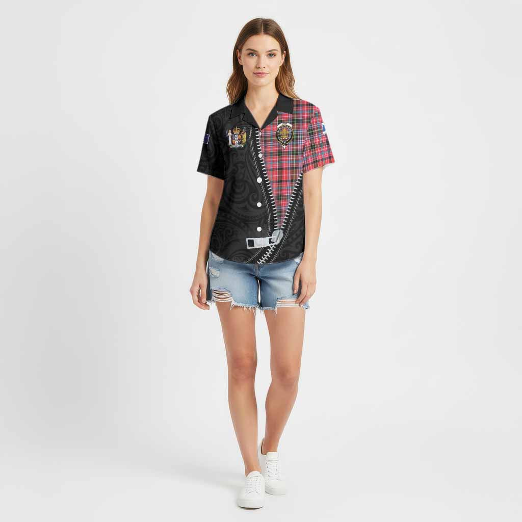 Udny Tartan Cotton Hawaiian Shirt New Zealand Pattern Unique Zipper Stylized