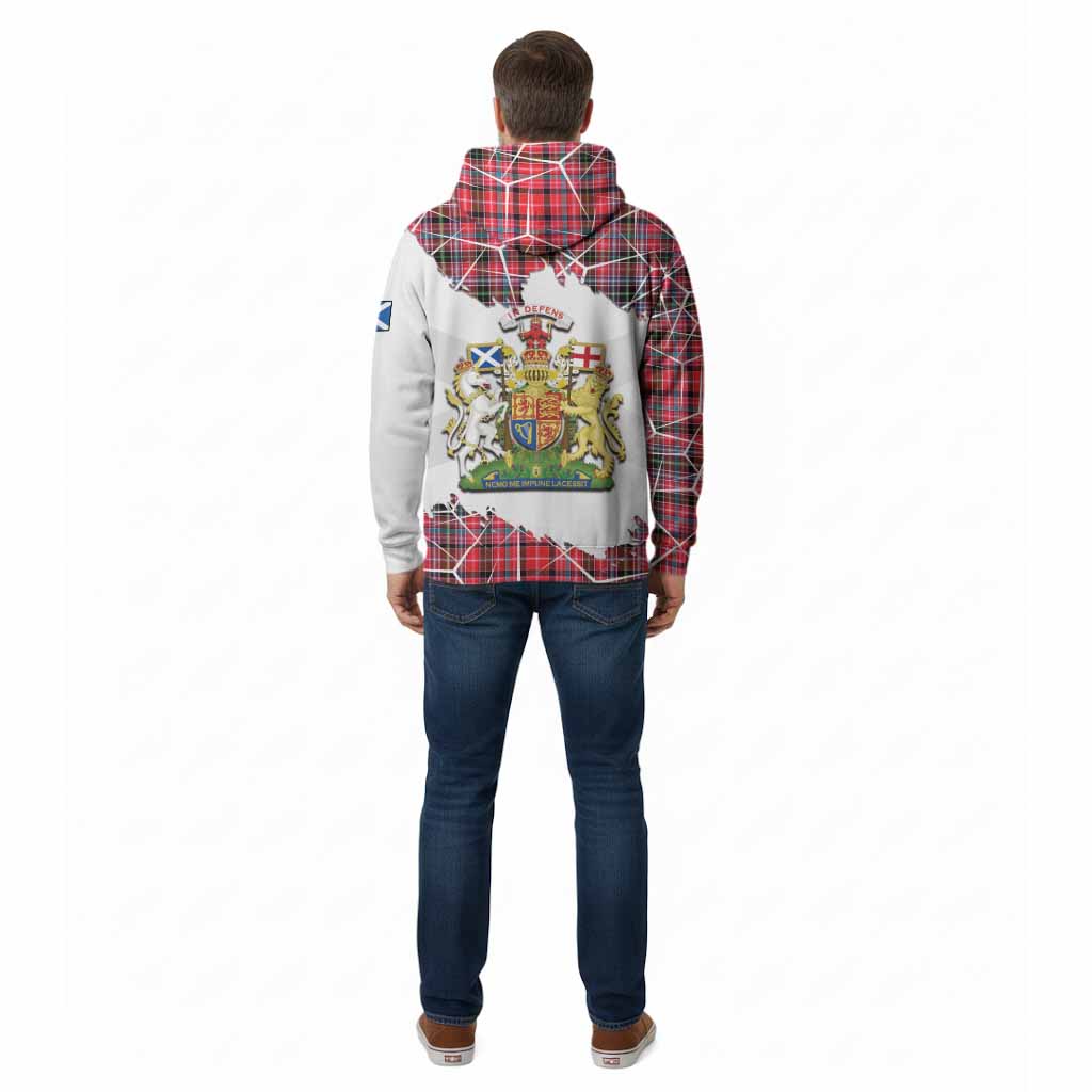 Udny Tartan Cotton Hoodie with Family Crest and Lion Rampant Grunge Style