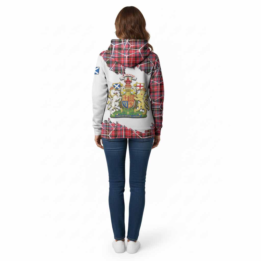 Udny Tartan Cotton Hoodie with Family Crest and Lion Rampant Grunge Style