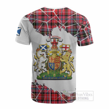 Udny Tartan Cotton T-shirt with Family Crest and Lion Rampant Grunge Style