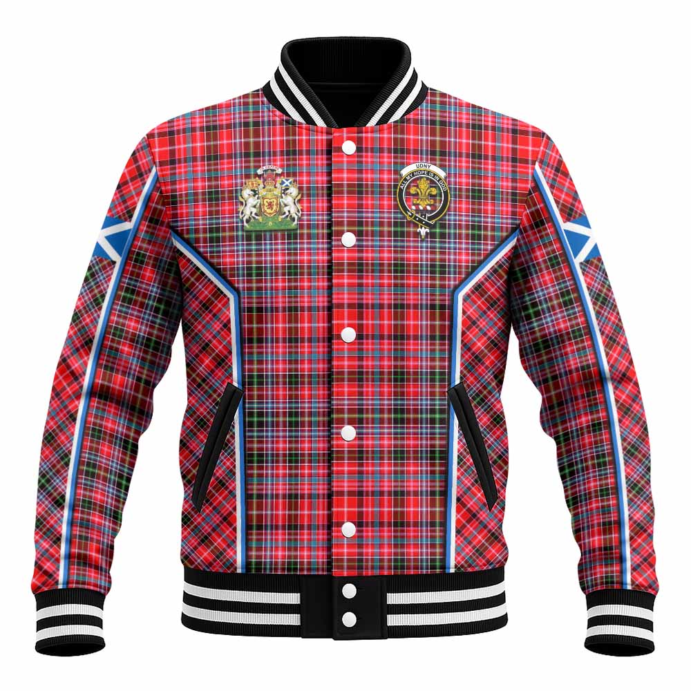 Udny Tartan Crest Baseball Jacket Scotland Coat of Arm Flag Style - Tartan Vibes Clothing