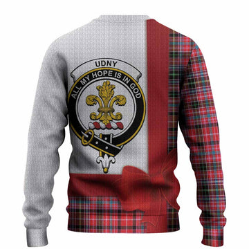 Udny Tartan Crest Christmas Christmas Ugly Sweater Highland Cow Bagpipes Coquette Bow Style