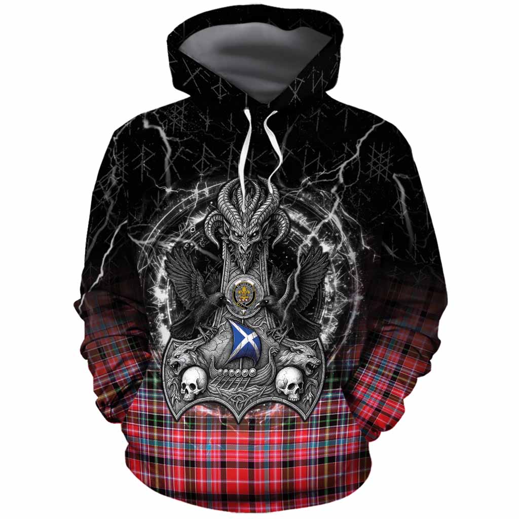 Udny Tartan Crest Cotton Hoodie Celtic Odin's Raven Legacy
