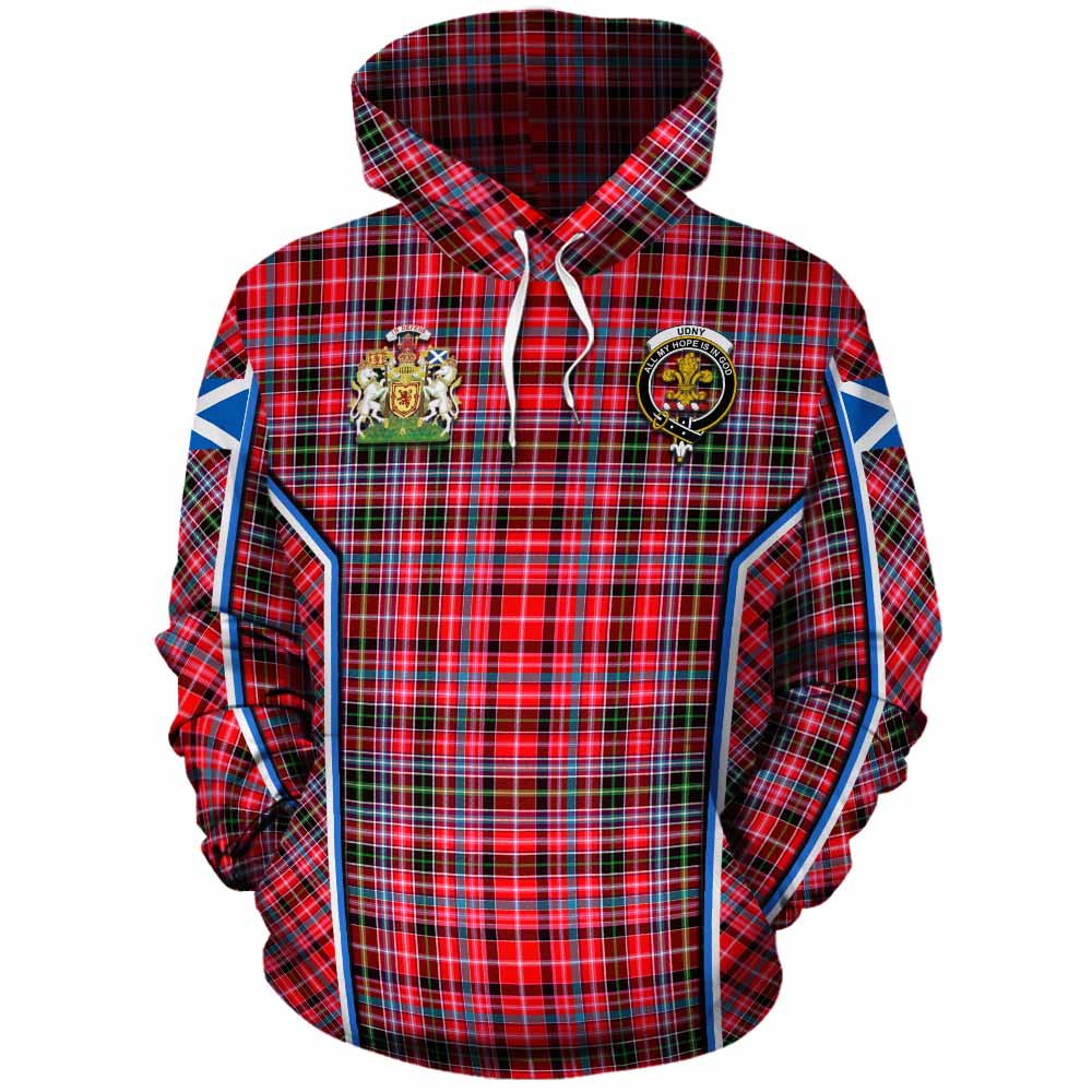 Udny Tartan Crest Cotton Hoodie Scotland Coat of Arm Flag Style - Tartan Vibes Clothing