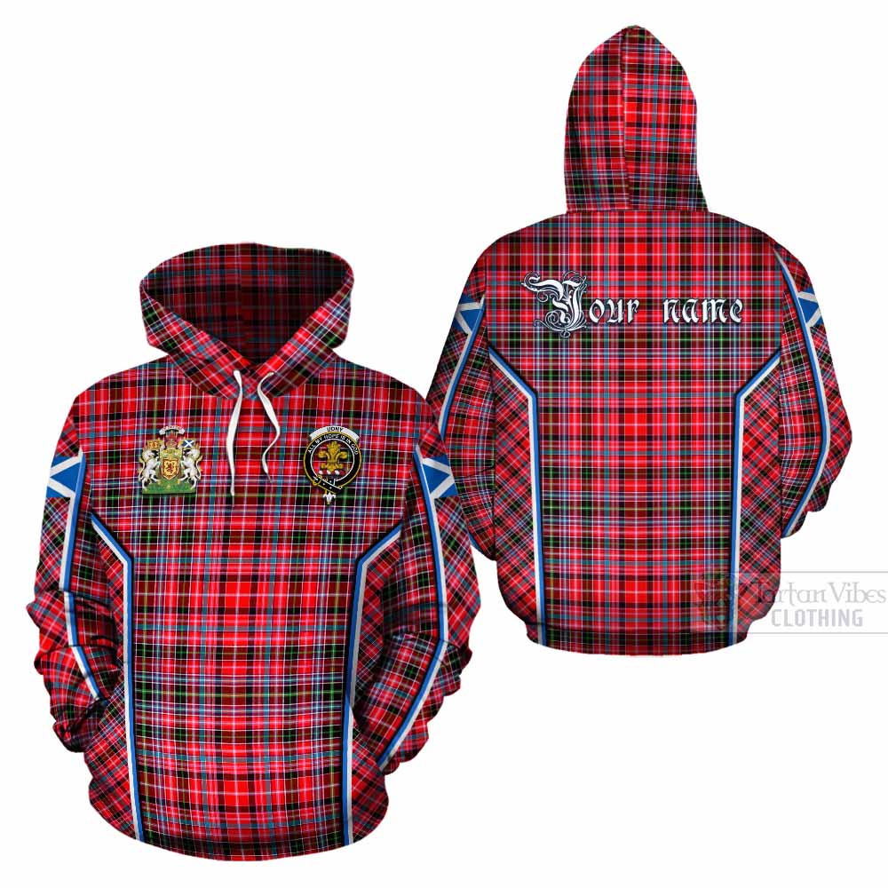 Udny Tartan Crest Cotton Hoodie Scotland Coat of Arm Flag Style - Tartan Vibes Clothing