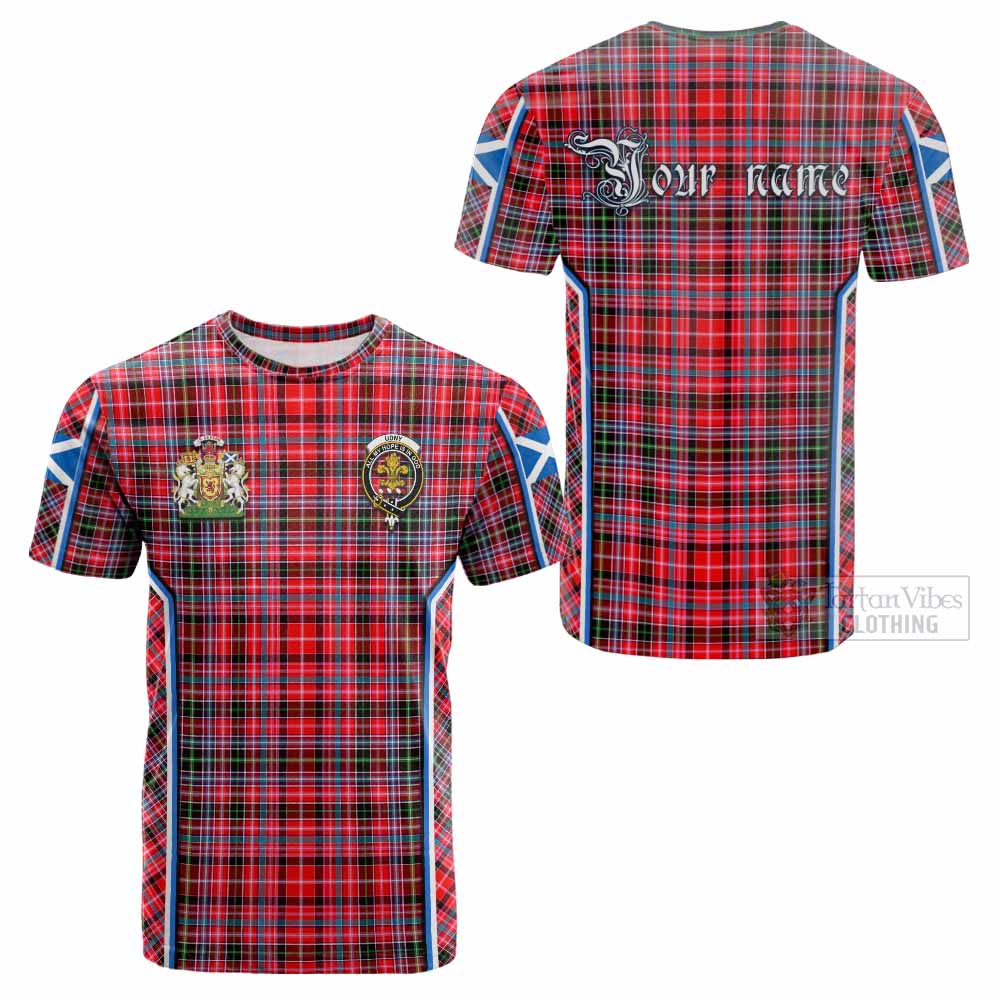 Udny Tartan Crest Cotton T-shirt Scotland Coat of Arm Flag Style - Tartan Vibes Clothing