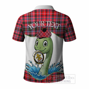 Udny Tartan Crest Cute Nessie Polo Shirt Scottish Loch Ness Monster