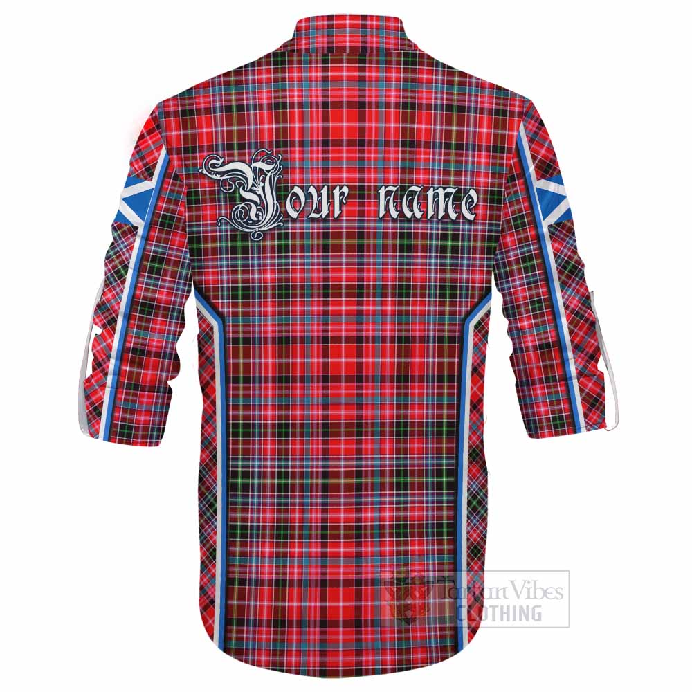 Udny Tartan Crest Ghillie Kilt Shirt Scotland Coat of Arm Flag Style - Tartan Vibes Clothing