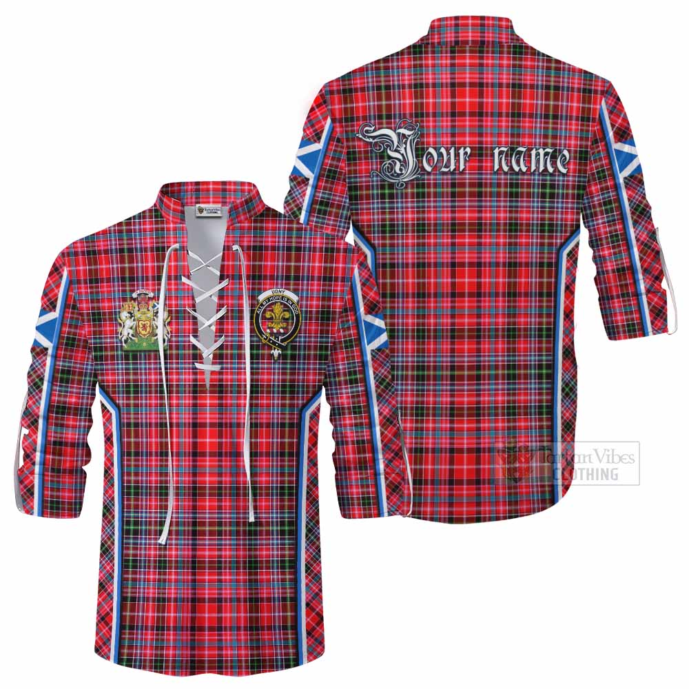 Udny Tartan Crest Ghillie Kilt Shirt Scotland Coat of Arm Flag Style - Tartan Vibes Clothing