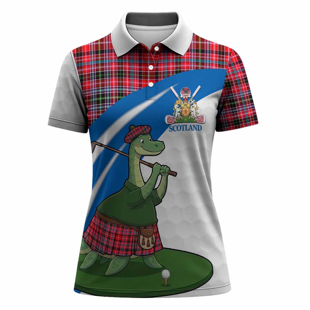 Udny Tartan Crest Golf Nessie Women Polo Shirt Loch Ness Monster Sporty Style
