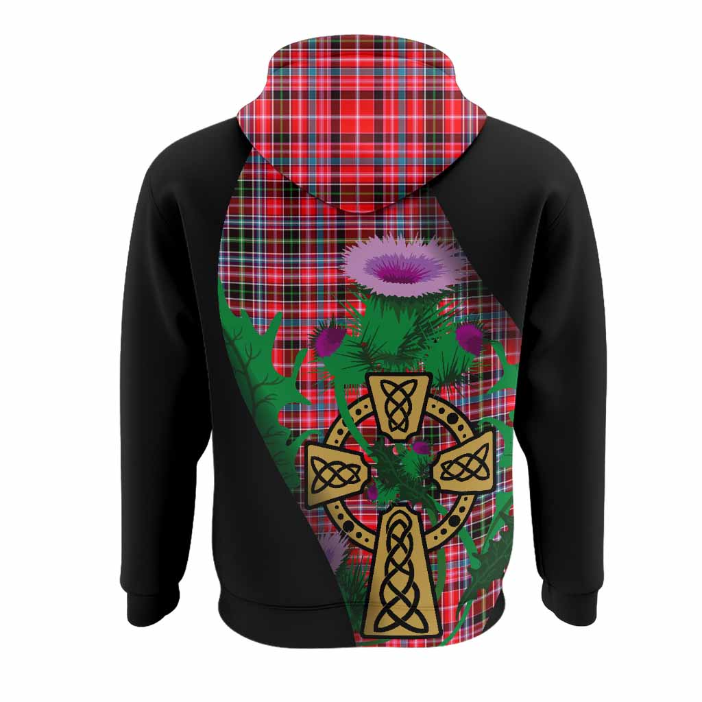 Udny Tartan Crest Hoodie Celtic Cross Thistle Flowers