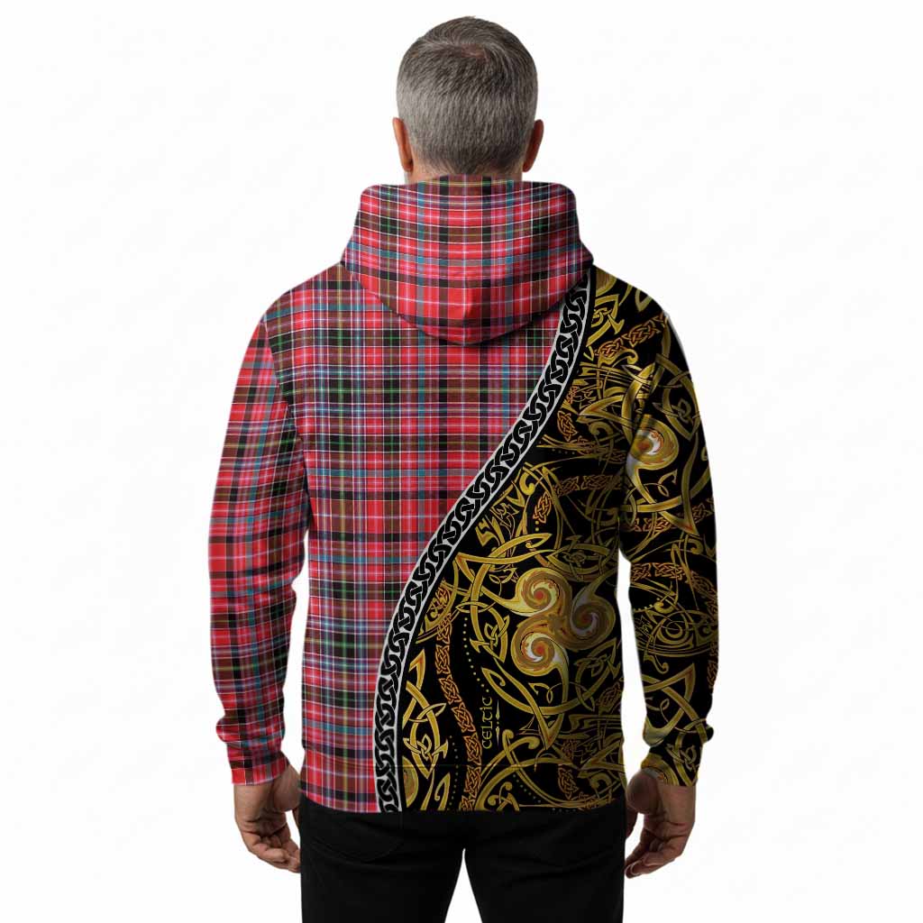 Udny Tartan Crest Hoodie Celtic Knot and Triple Trickle Spiral Symbols