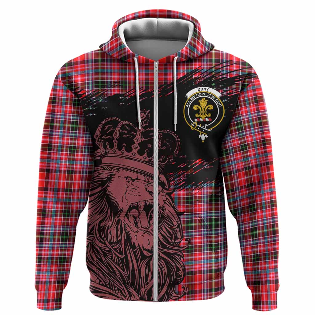 Udny Tartan Crest Hoodie Crowned Lion Heritage Style