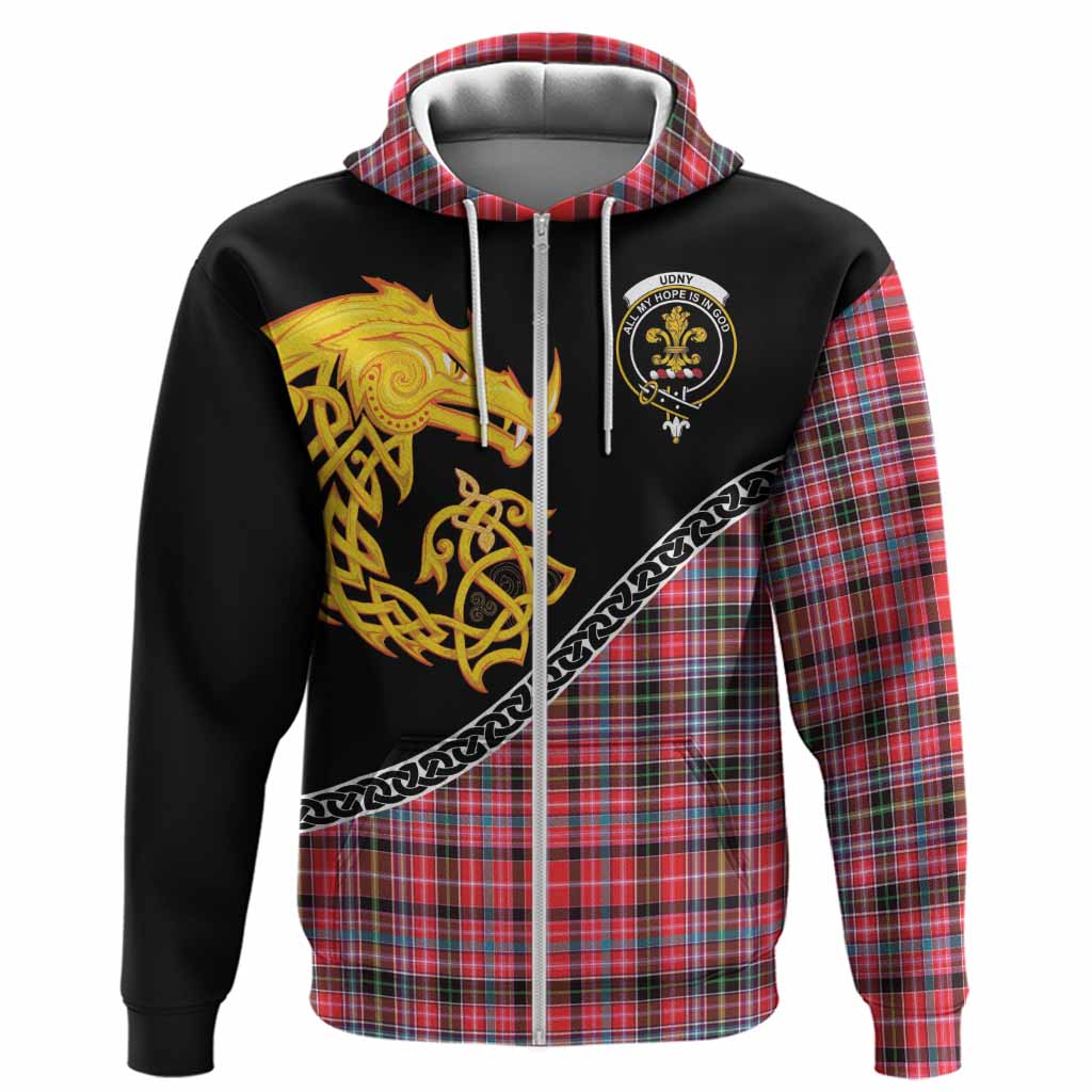 Udny Tartan Crest Hoodie Legendary Dragon Knot Half Style