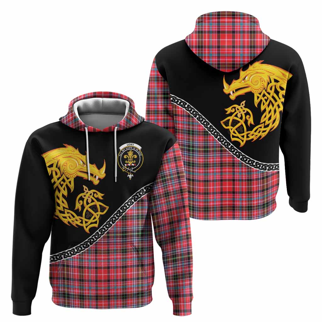 Udny Tartan Crest Hoodie Legendary Dragon Knot Half Style