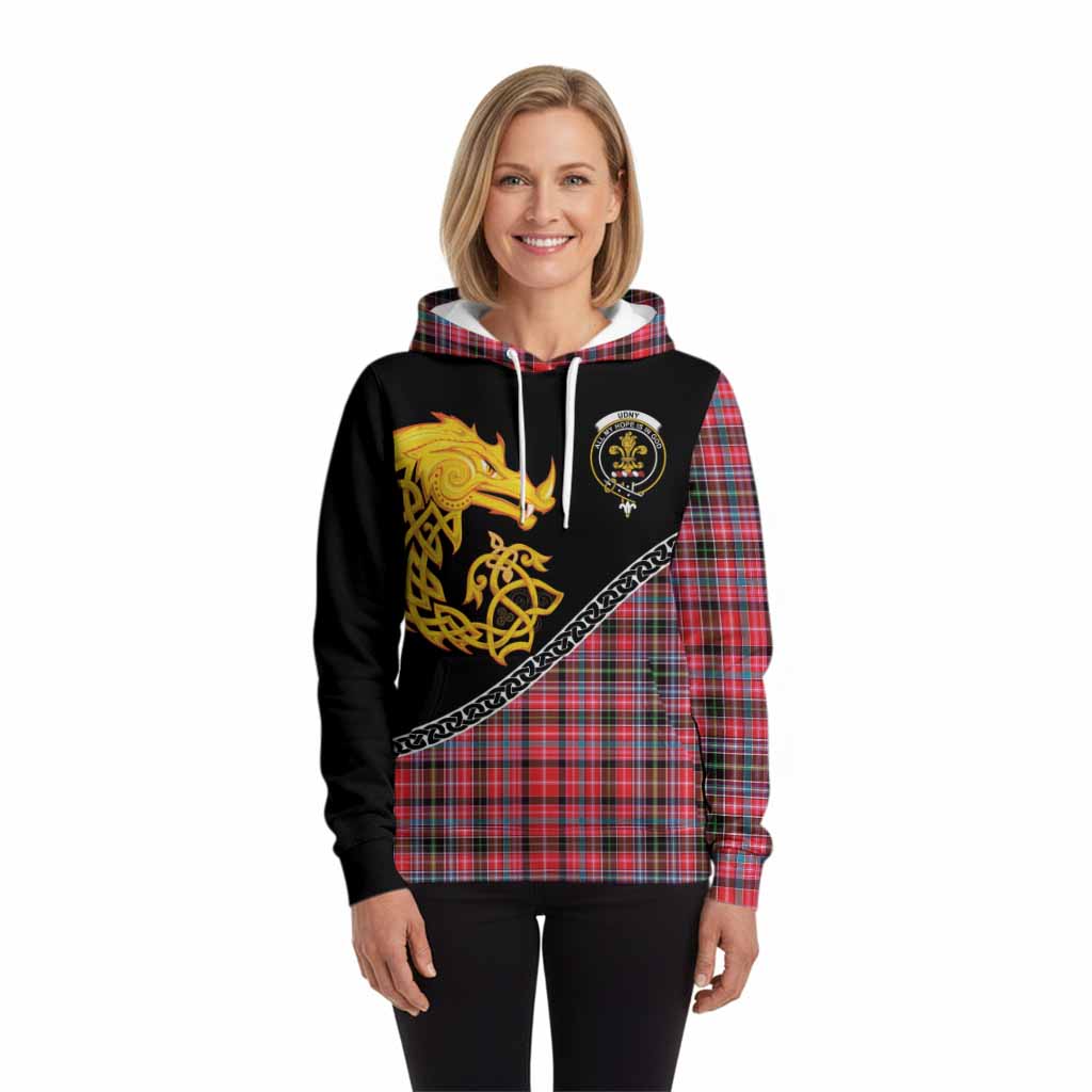 Udny Tartan Crest Hoodie Legendary Dragon Knot Half Style