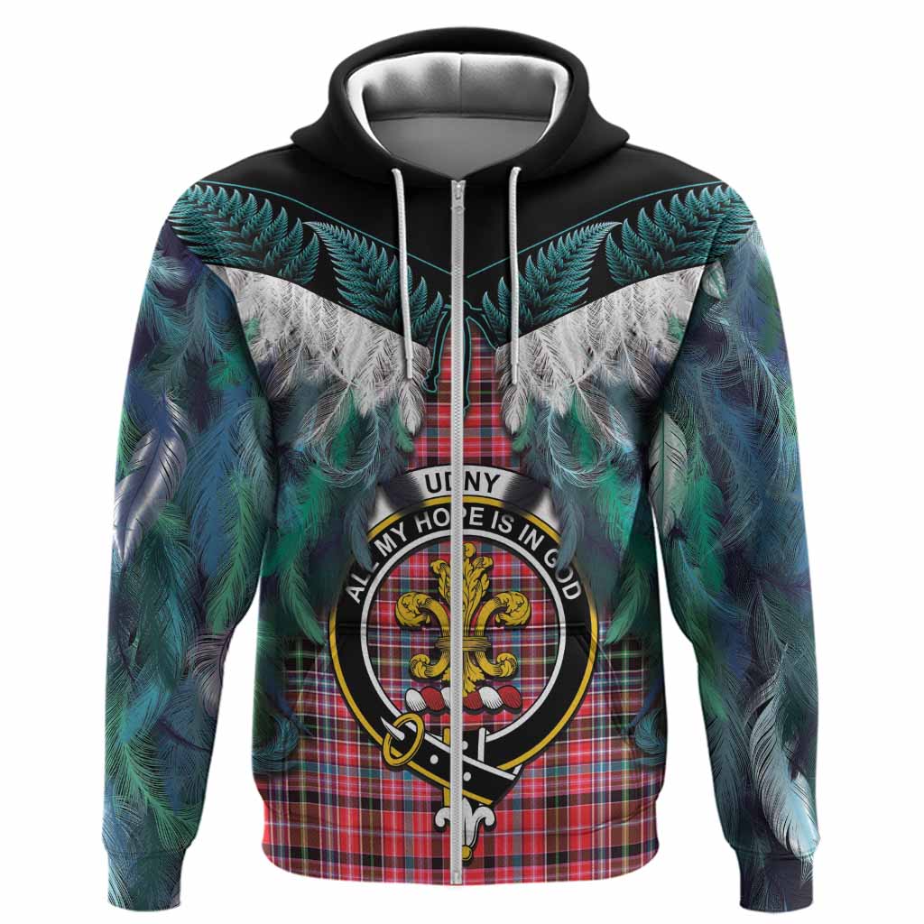 Udny Tartan Crest Hoodie New Zealand Maori Korowai Cloak
