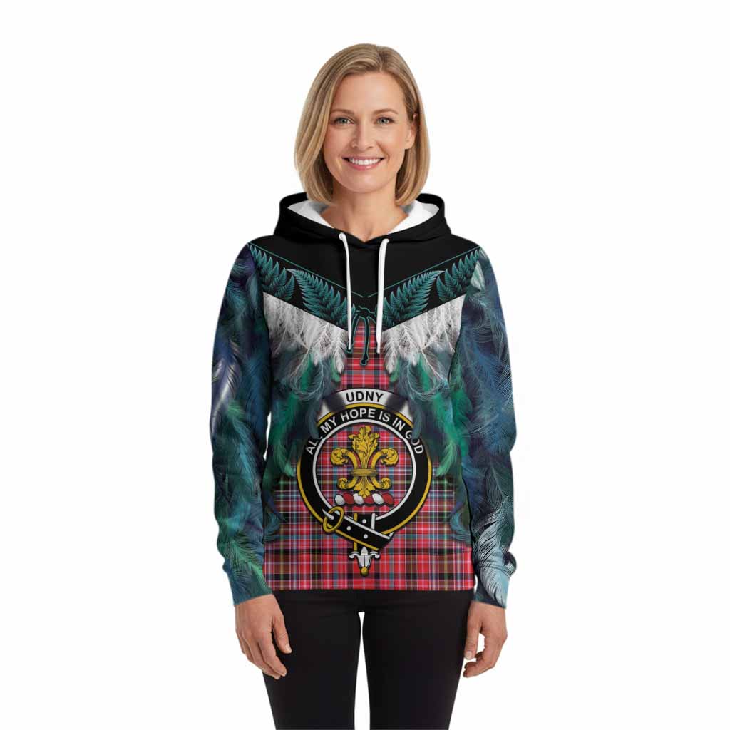 Udny Tartan Crest Hoodie New Zealand Maori Korowai Cloak