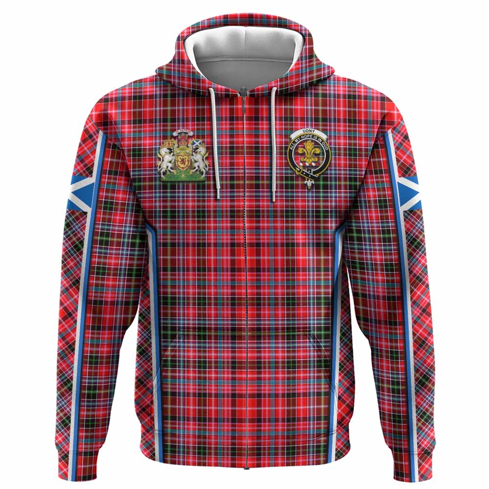 Udny Tartan Crest Hoodie Scotland Coat of Arm Flag Style - Tartan Vibes Clothing