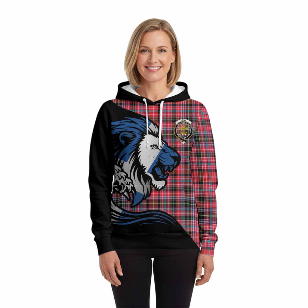 Udny Tartan Crest Hoodie Scottish Golden Lions Wave Flow
