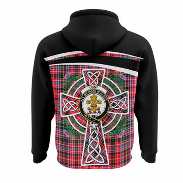 Udny Tartan Crest Hoodie Scottish Thistle Celtic Cross Alba Gu Brath