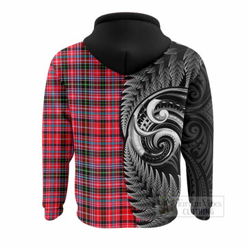 Udny Tartan Crest Hoodie With New Zealand Silver Fern Maori Koru