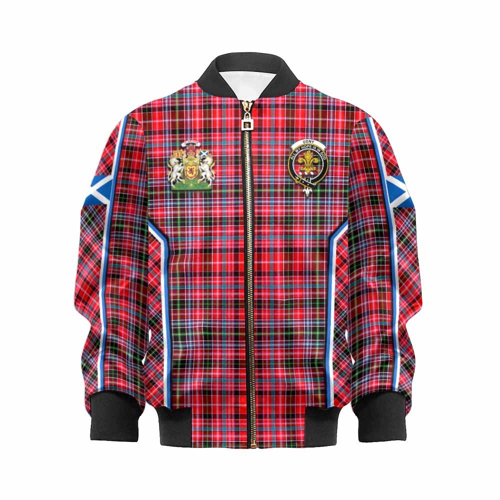 Udny Tartan Crest Kid Bomber Jacket Scotland Coat of Arm Flag Style - Tartan Vibes Clothing