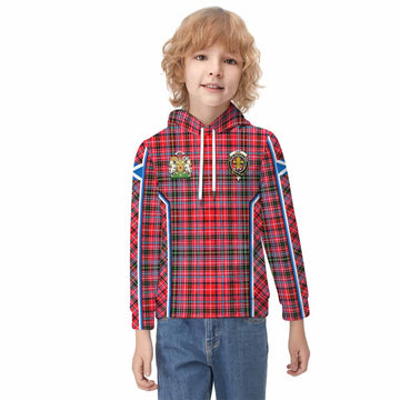 Udny Tartan Crest Kid Hoodie Scotland Coat of Arm Flag Style - Tartan Vibes Clothing
