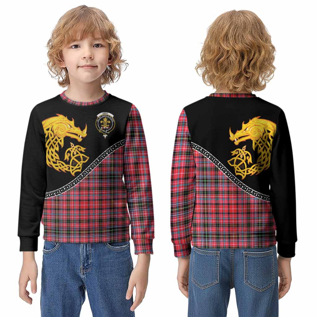 Udny Tartan Crest Kid Knitted Sweatshirt Legendary Dragon Knot Half Style