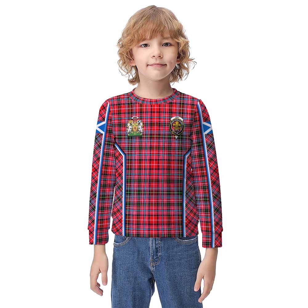 Udny Tartan Crest Kid Knitted Sweatshirt Scotland Coat of Arm Flag Style - Tartan Vibes Clothing
