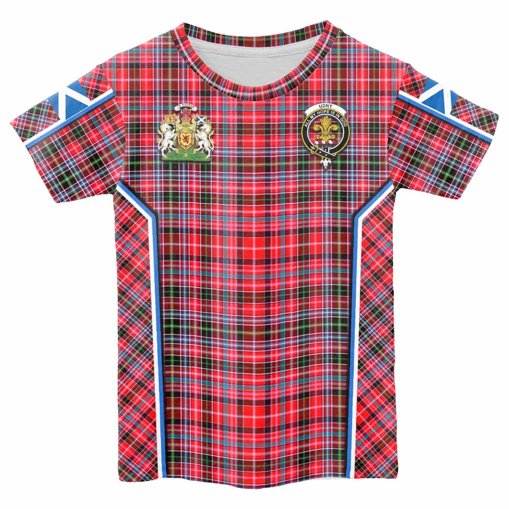 Udny Tartan Crest Kid T-shirt Scotland Coat of Arm Flag Style - Tartan Vibes Clothing