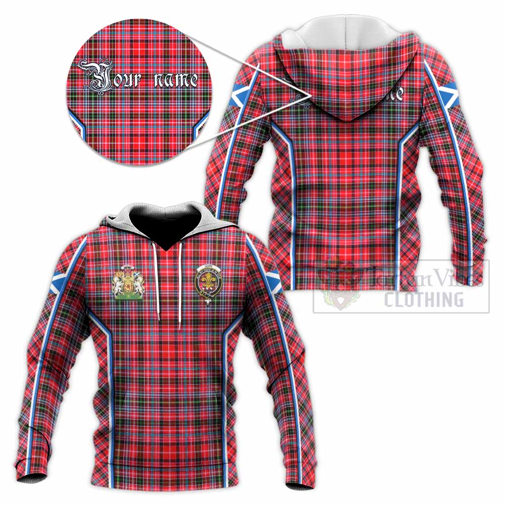 Udny Tartan Crest Knitted Hoodie Scotland Coat of Arm Flag Style - Tartan Vibes Clothing