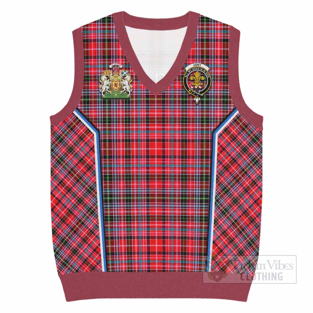 Udny Tartan Crest Knitted V-Neck Vest Scotland Coat of Arm Flag Style - Tartan Vibes Clothing