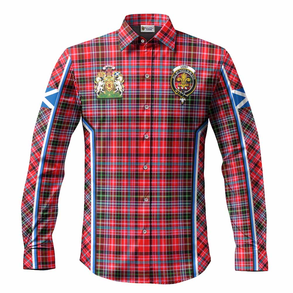 Udny Tartan Crest Long Sleeve Button Shirts Scotland Coat of Arm Flag Style - Tartan Vibes Clothing