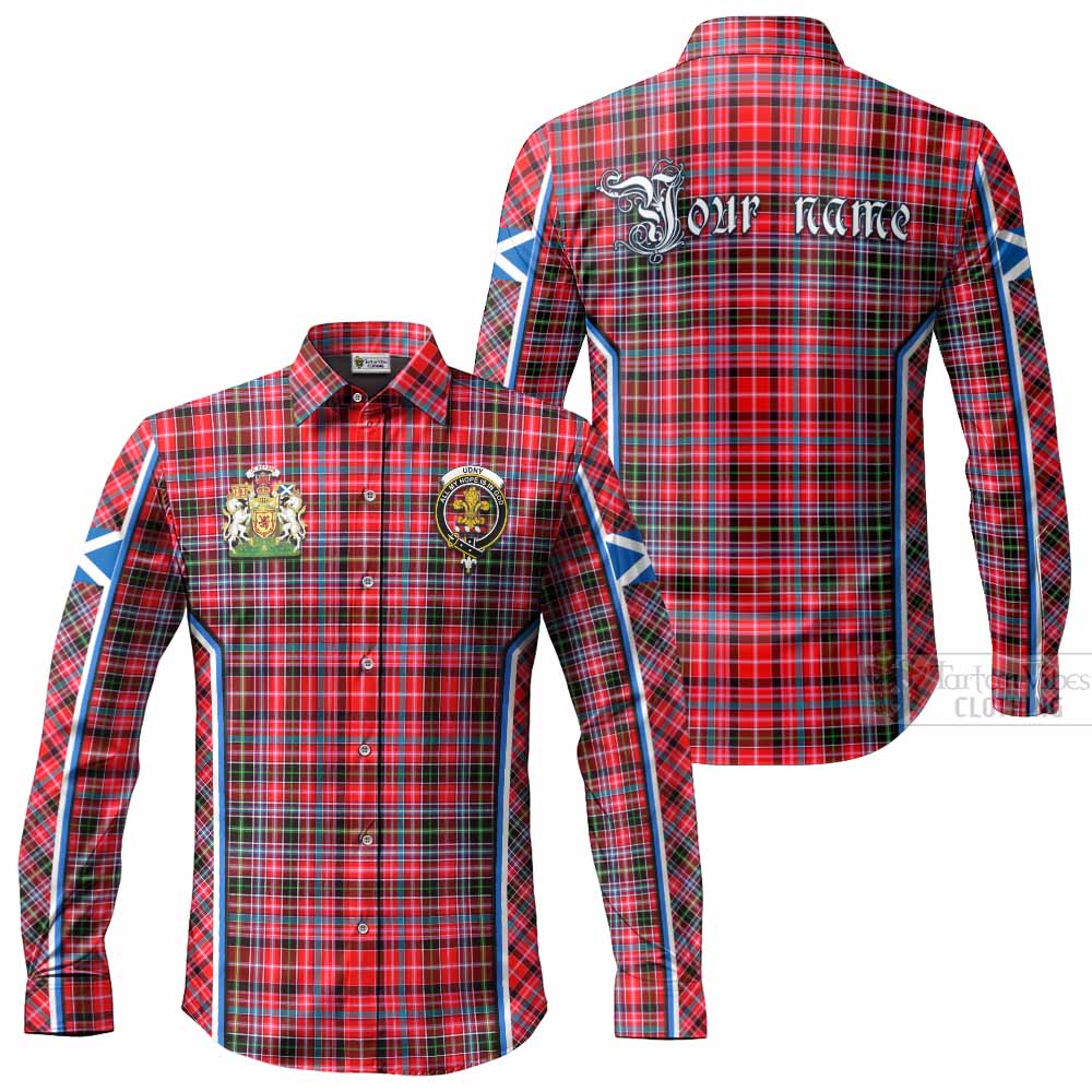 Udny Tartan Crest Long Sleeve Button Shirts Scotland Coat of Arm Flag Style - Tartan Vibes Clothing