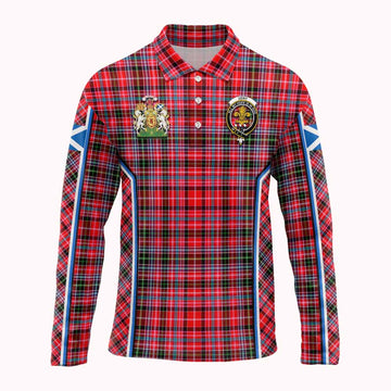 Udny Tartan Crest Long Sleeve Polo Shirt Scotland Coat of Arm Flag Style - Tartan Vibes Clothing