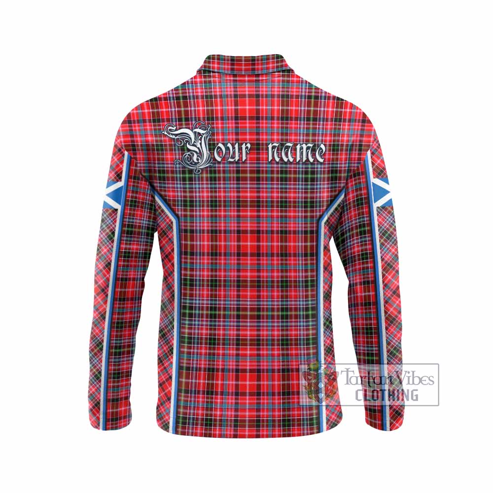 Udny Tartan Crest Long Sleeve Polo Shirt Scotland Coat of Arm Flag Style - Tartan Vibes Clothing