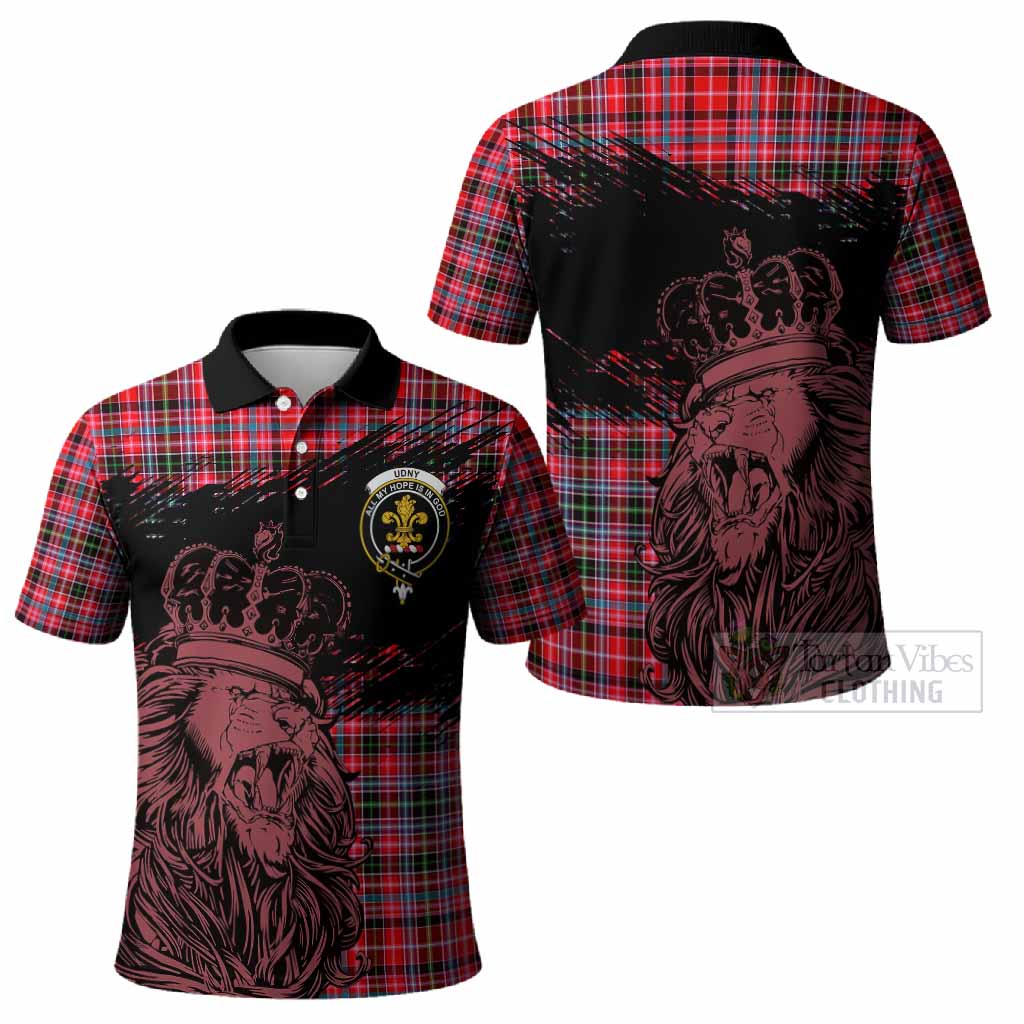 Udny Tartan Crest Polo Shirt Crowned Lion Heritage Style