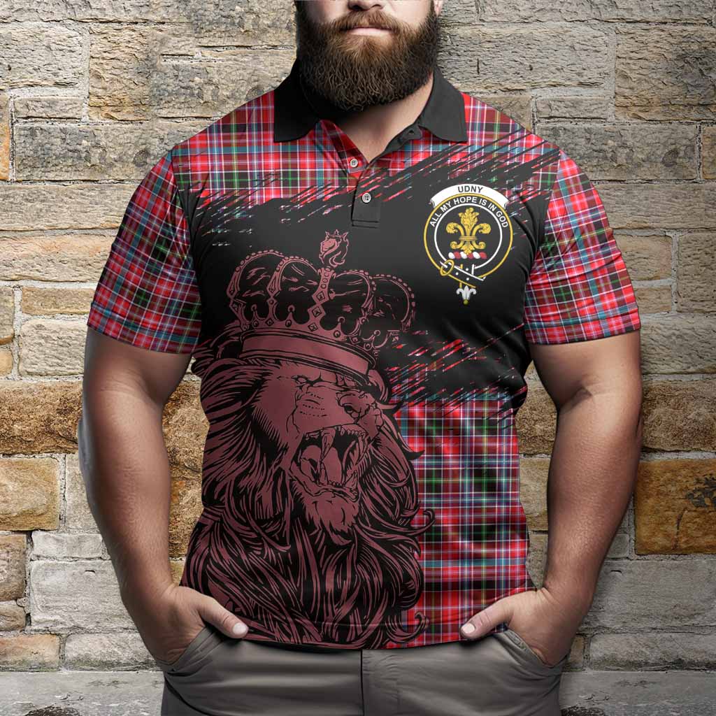 Udny Tartan Crest Polo Shirt Crowned Lion Heritage Style