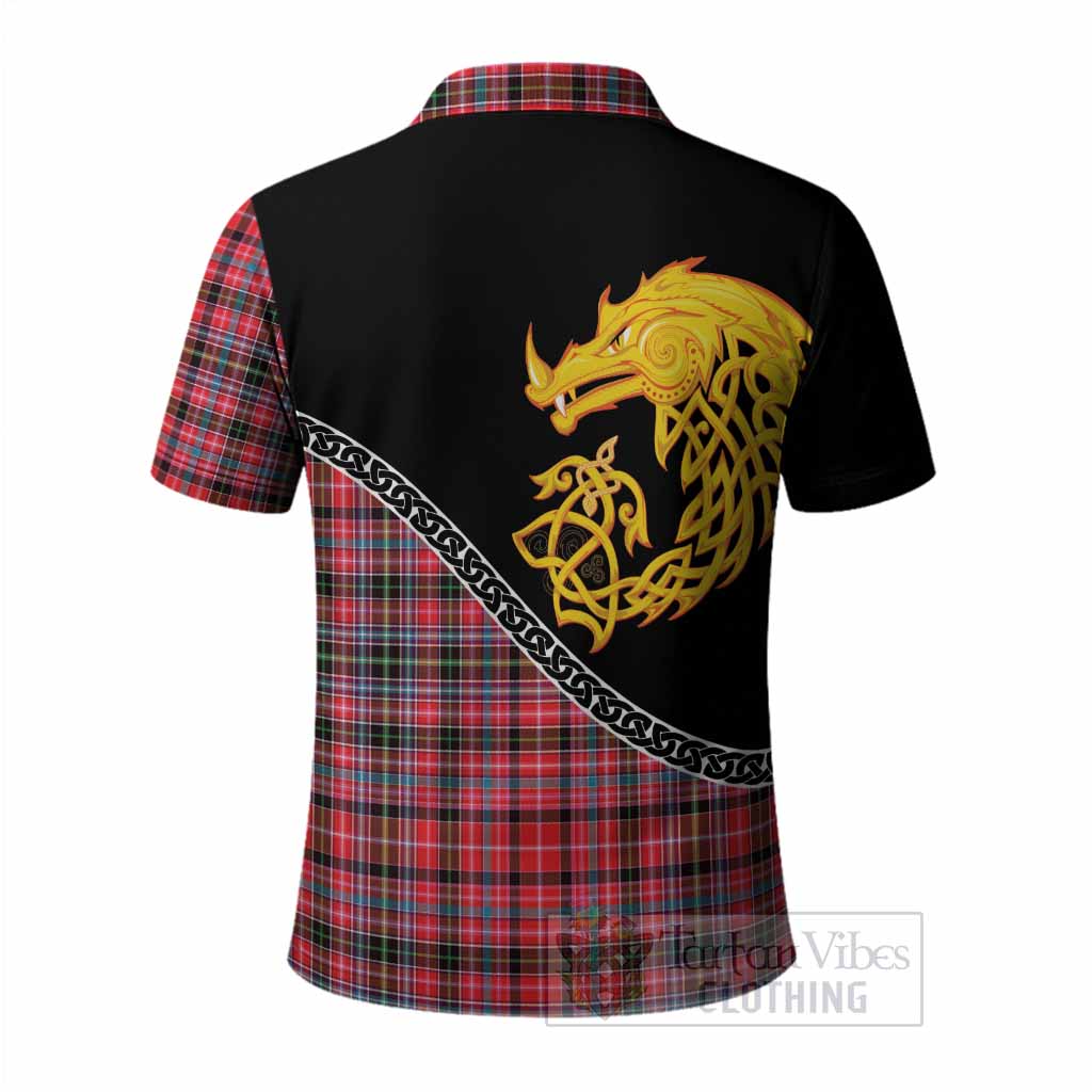 Udny Tartan Crest Polo Shirt Legendary Dragon Knot Half Style